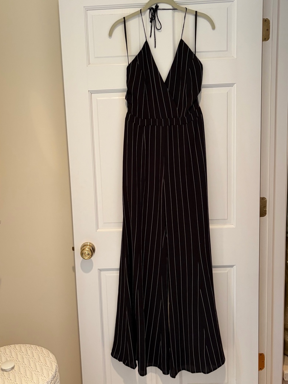 NWT Sugar + Lips Black Pinstripe V-Neck Sleeveless Jumpsuit